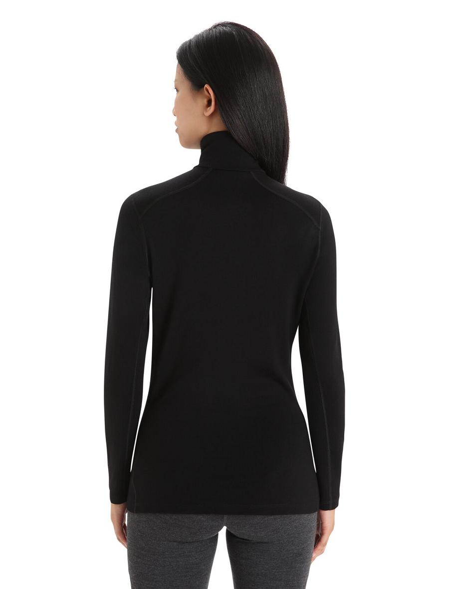 Black Icebreaker Merino 260 Tech Long Sleeve Half Zip Thermal Top Women's Base Layers | AU 1915FDNM